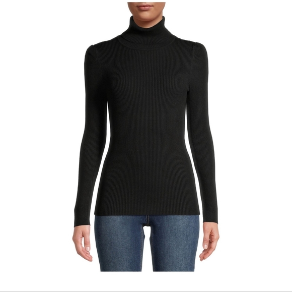 Time and Tru Tops - Black ribbed turtleneck pullover sweater